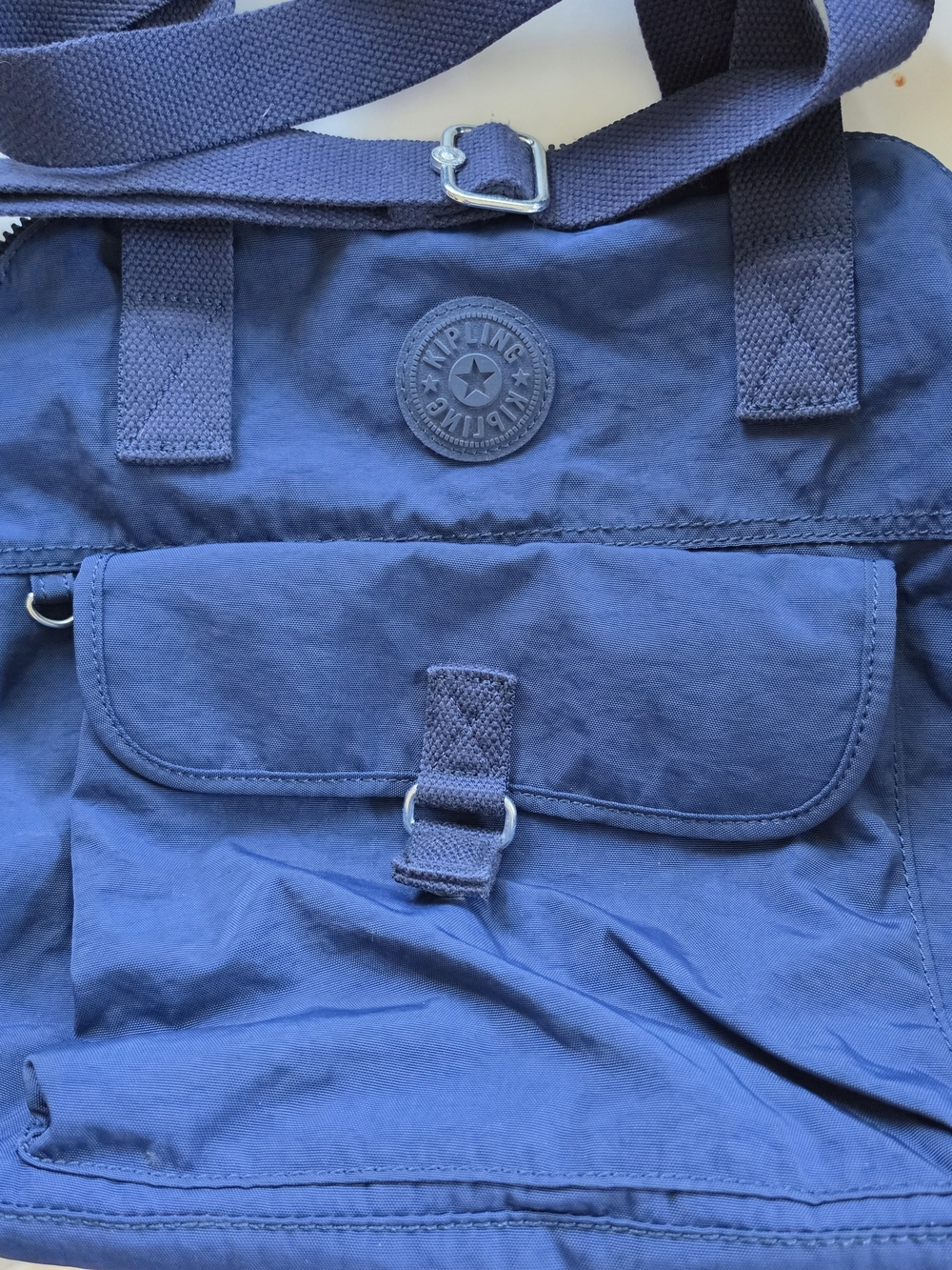 Kipling Blue Nylon Zip-Top Shoulder/ Cross Body Bag